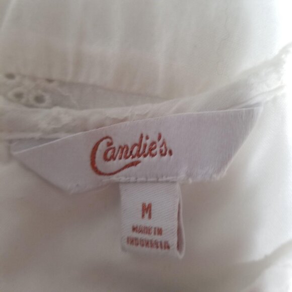 Candies White Sleeveless Eyelet Mini Dress With Keyhole Front & Ruffle Hem Women - Picture 6 of 6